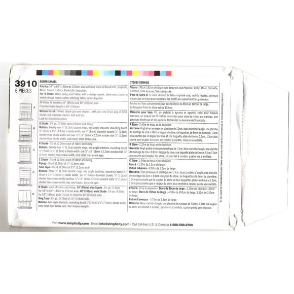 Simplicity 3910 Roman Shades Designs by Robin Greenwood Pattern Sew Uncut Window - Picture 2 of 3